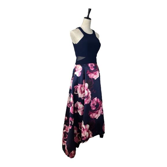 Xscape Ballgown Formal Dress Halter Neck High Low Blue Pink Floral Women Size 8 - Picture 3 of 15